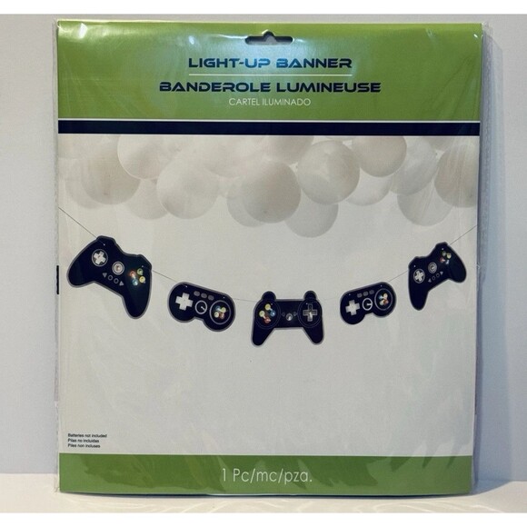 Light Up Gaming Party Banner 6 Ft LED Gamer Decor Video Game Controller Theme A3 - Picture 2 of 4